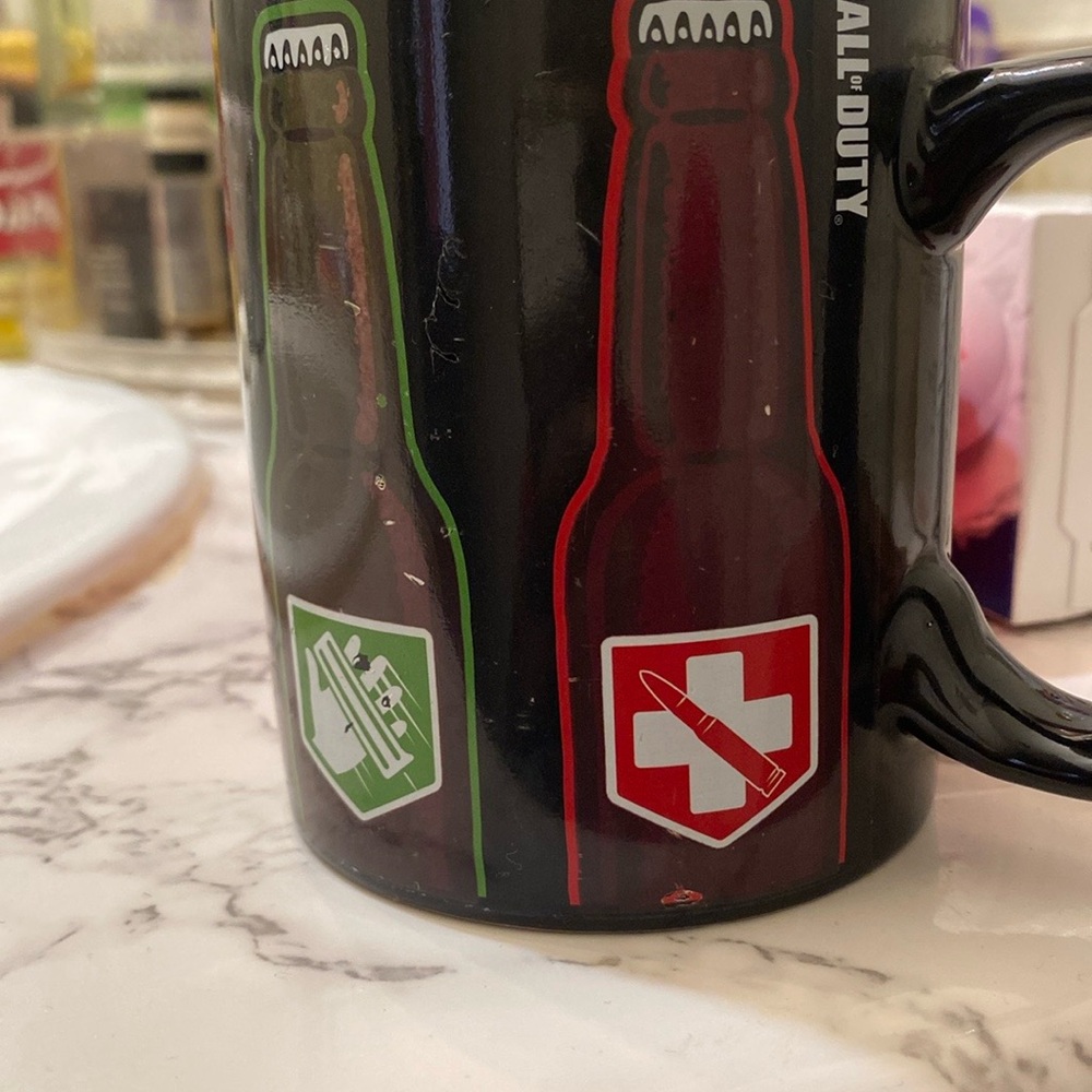 Call of Duty Black Mug with Red and Green Accents